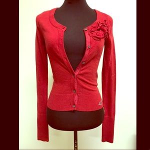 Hollister red button-up sweater